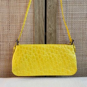 BY FAR dulce bag in yellow croc-embossed leather